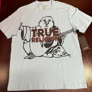 True Religion Mens Blue Bell Big Buddha Short Sleeve Pullover T Shirt Size Large